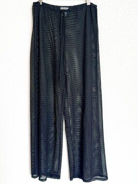 Jordan Taylor Swim Cover Up Pants XL Black Netted Mesh Wide Leg Boho Beach